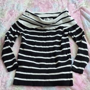 My Collection Striped Off-the-Shoulder Sweater